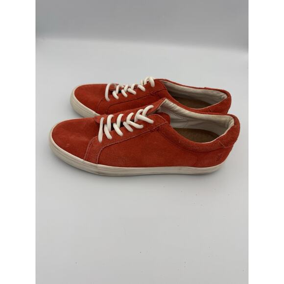 Frye Ivy Low Lace Sneakers Women’s Size 7.5 MSRP $178 Blood Orange Suede Leather - Picture 2 of 6